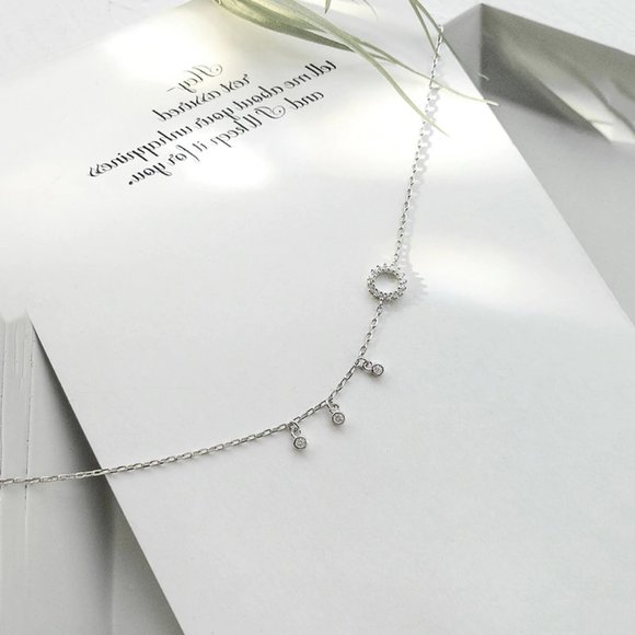 NEW 925 Sterling Silver Diamond Circle Anklet A - Picture 4 of 11